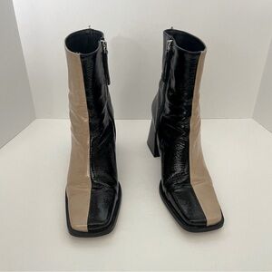 Alohas Black and Beige Two toned patent leather boots | Size 39
